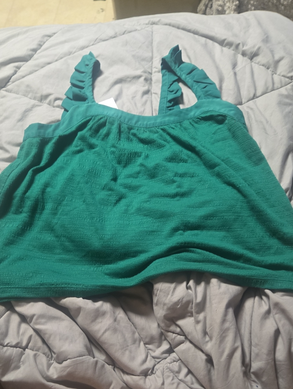 Women’s green ruffle Strap Tank Top